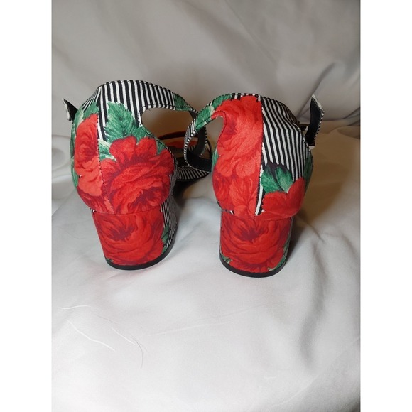 Torrid Womens Size 8.5W Floral Stripe Multicolor Block Heel Open Toe Sandal Shoe - Picture 8 of 10